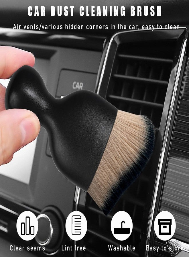Dickno 2PCS Car Interior Dust Brush, Soft Scratch Free Auto Detailing Brushes, Universal Vehicle Interior Cleaning Tool for Automotive Dashboard, Air Vents, Leather (Brown & Black) - Image 4